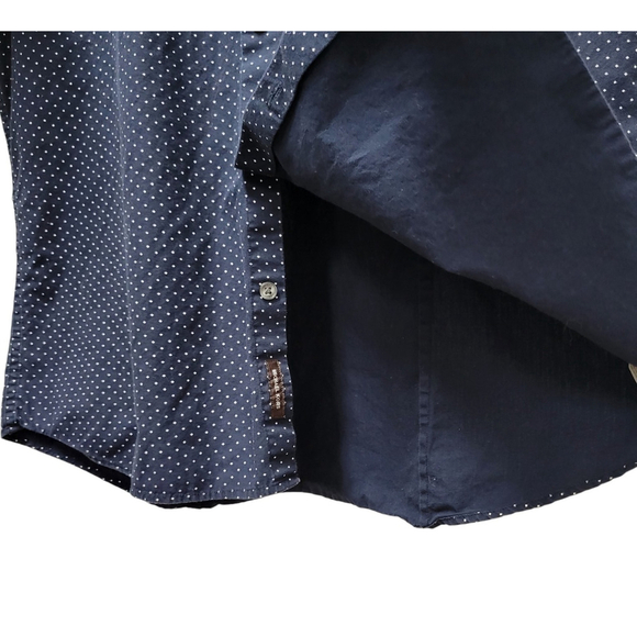 Michael Kors Slim-Fit Navy Polka-dot Button-Up Cotton Shirt Size Large Men's - Picture 5 of 9